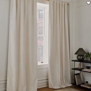 West Elm Worn Velvet Curtain with Blackout Lining, Alabaster, 48"x96"